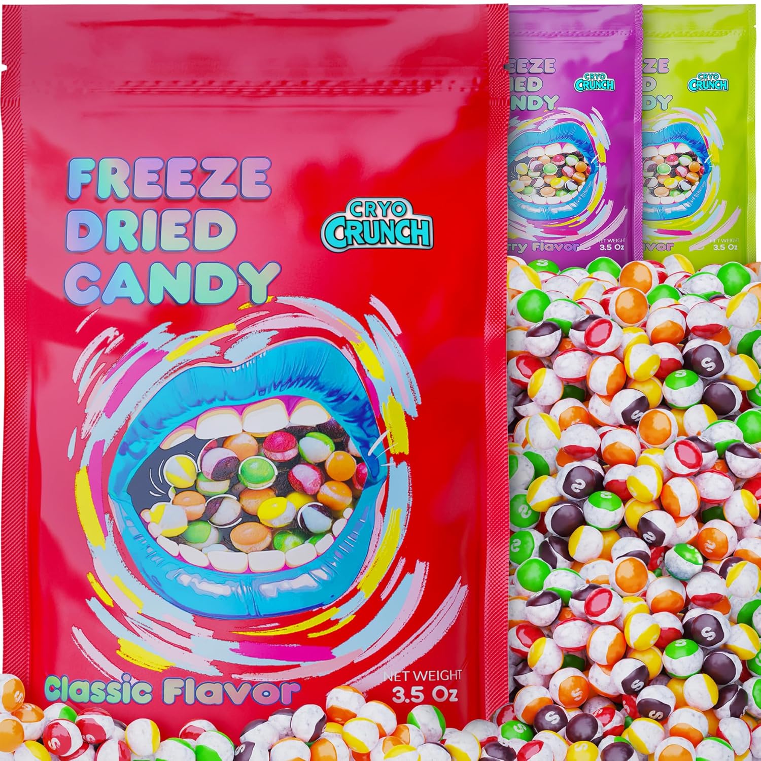 Freeze Dried Candy Rainbow Original (3.5oz-7oz-16oz) By Primary Colors Candy - Candy Freeze Dried US Made Freeze Dry Candy Made of Skittles Freeze Dried Candy Original 3.5 OZ