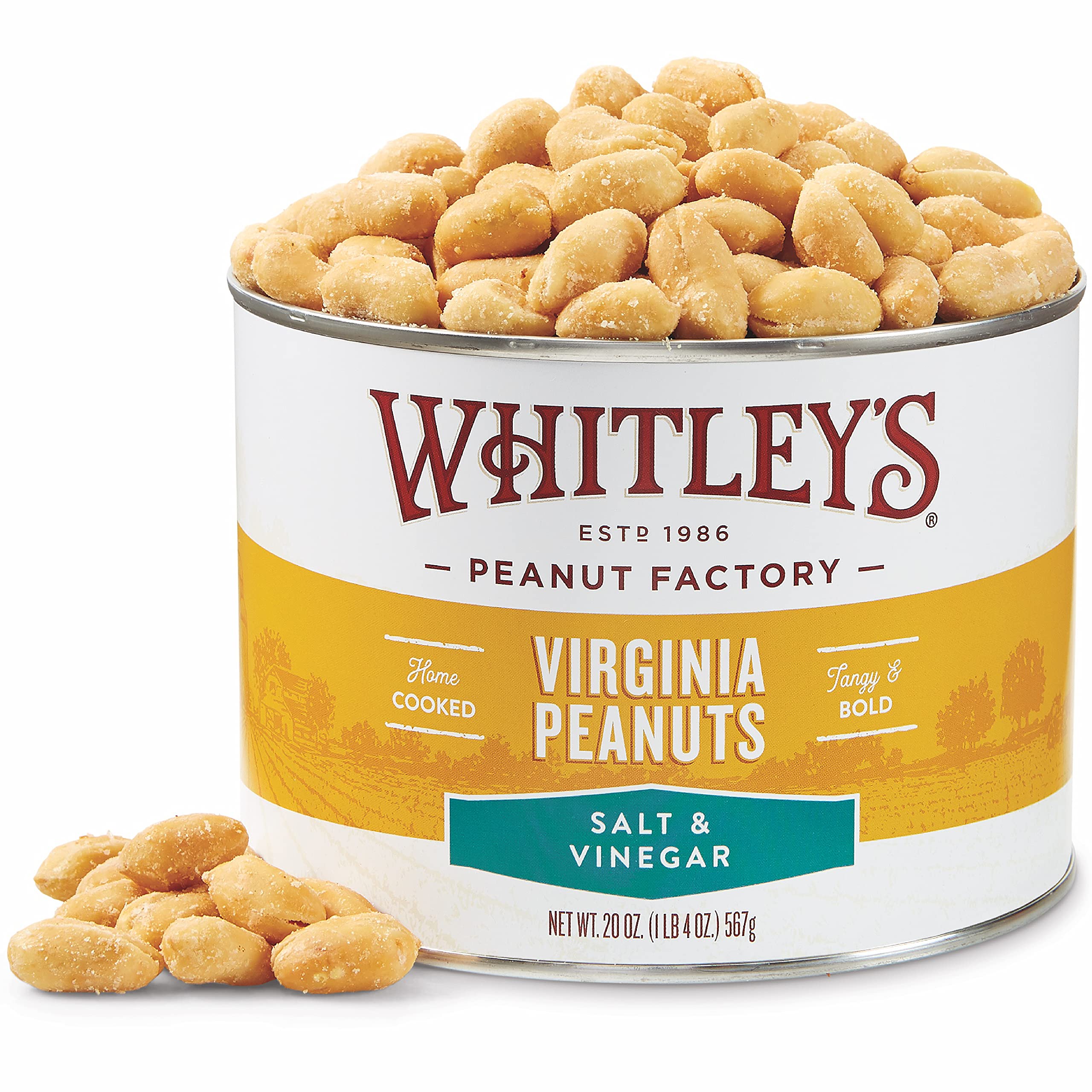 Whitley’s Salt & Vinegar Virginia Peanuts – Super Extra Large 'Home Cooked' Virginia Peanuts (20 Ounce Tin)
