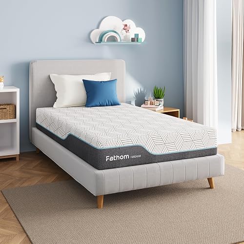 FATHOM Medium Twin XL Mattress 10 Inch Memory Foam Mattress Bed in a Box for Back Pain Relief and Cool Sleep with Gel Foam and Removeable Fiberglass Free Cover, CertiPUR-US Certified