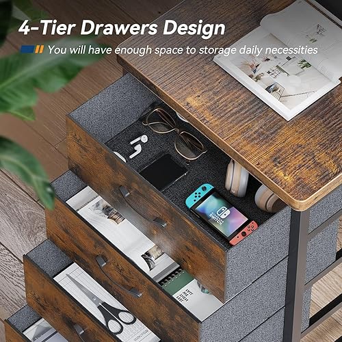 Miniatura 7 de KKL Escritorio para computadora en forma de L de 55 pulgadas con puerto de carga USB y toma de corriente, escritorio esquinero en forma de L con