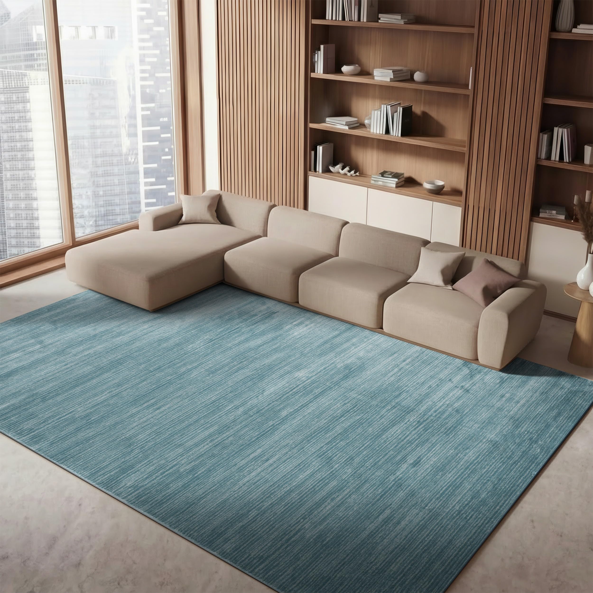 Safavieh Glam Solid Color Indoor Woven Rectangle Area Rug, Vision Collection, VSN606, in Aqua, 183 X 274 cm for Living Room, Bedroom or Any Indoor Space