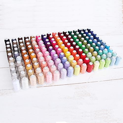 Threadart Juego de hilos de máquina de bordar de poliéster de 160 carretes, juegos de colores vibrantes, joyas, vívidos y brillantes, bobinas de