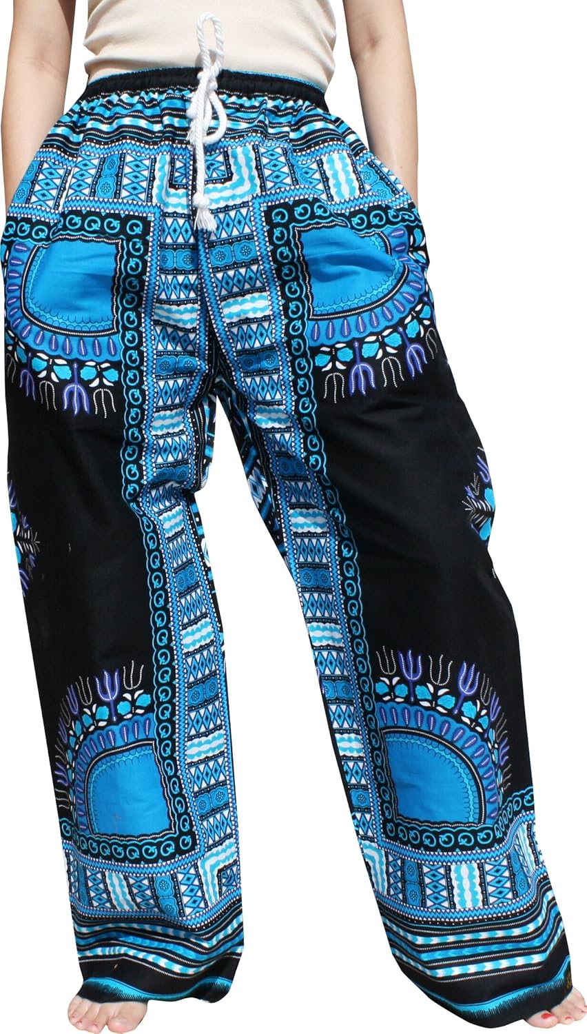RaanPahMuang African Dashiki Rising Sun Elastic Waist Ankara Pants