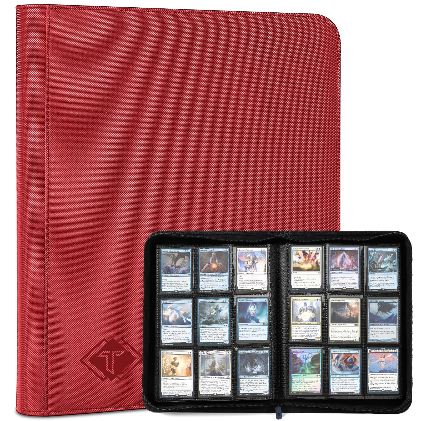 Trading Card Binder, Card Binder Album Folder Book Fit for MTG Baseball Football Sports Cards, Easy to Use Card Collection Binder (Red, 432 Pockets)