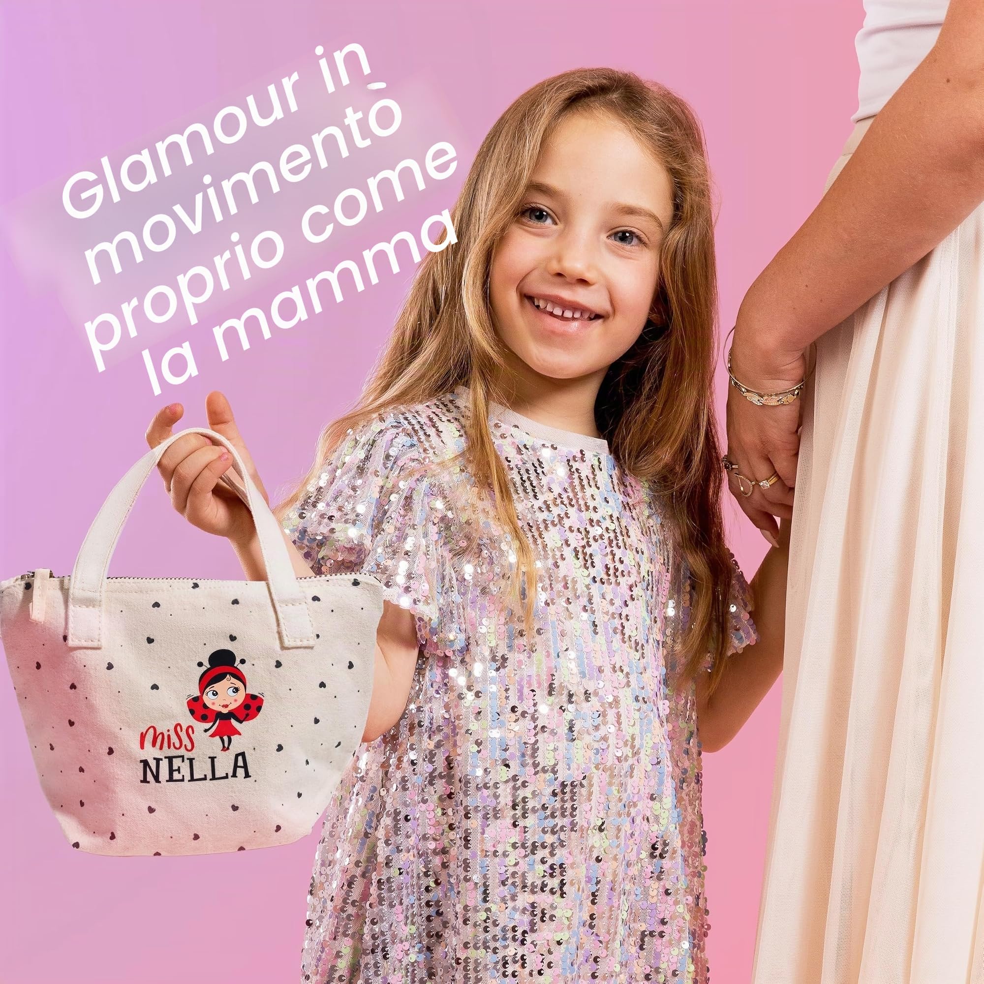 Miss Nella Set di trucchi e smalti per bambini per bambine, ipoallergenico, dermatologicamente testato, non tossico, borsa cosmetica in tela, sicura e divertente (Bag Of Wonder)