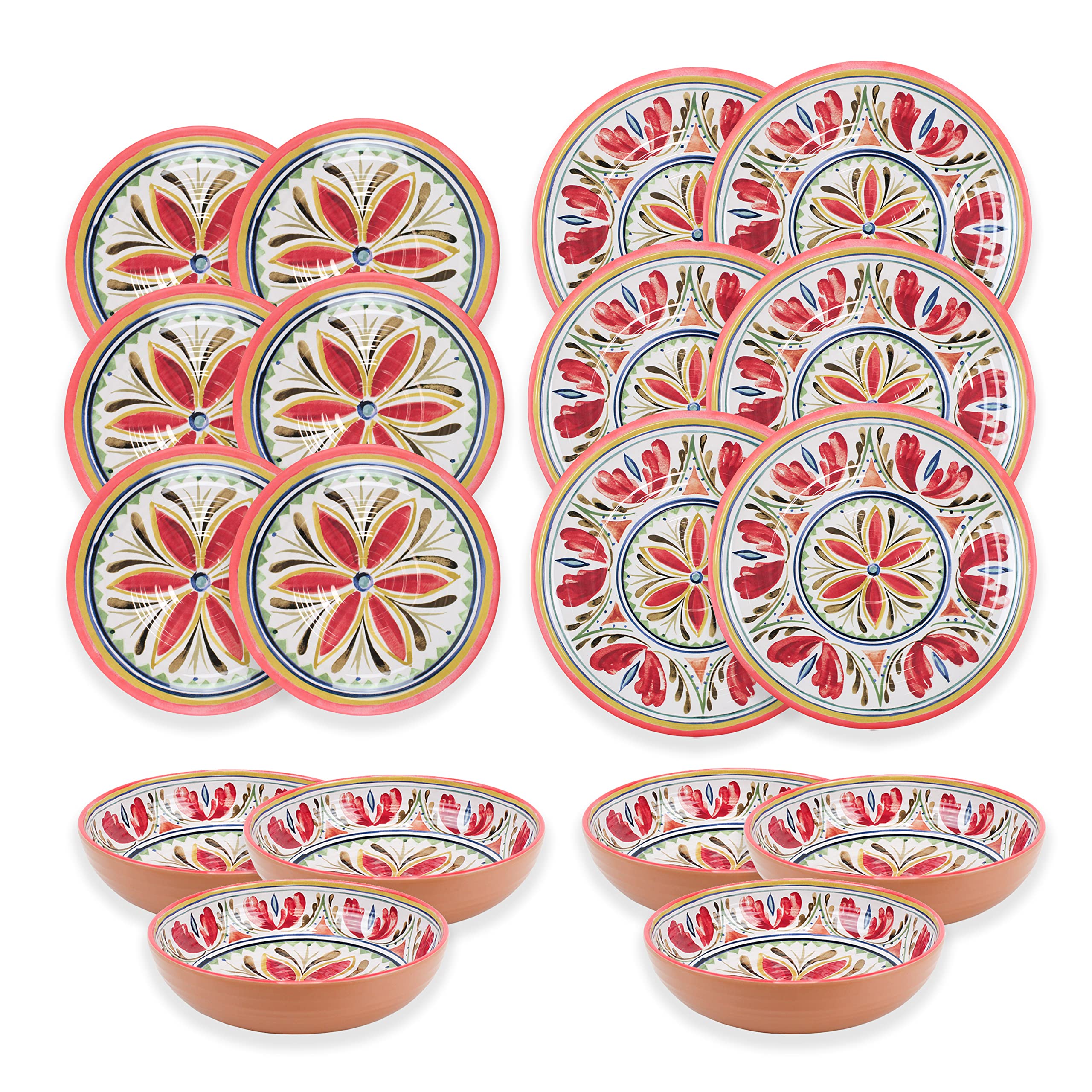 Purely Home Mediterranean - Outdoor/Camping/Picnic - Melamine/Plastic Dinnerware Set (18)