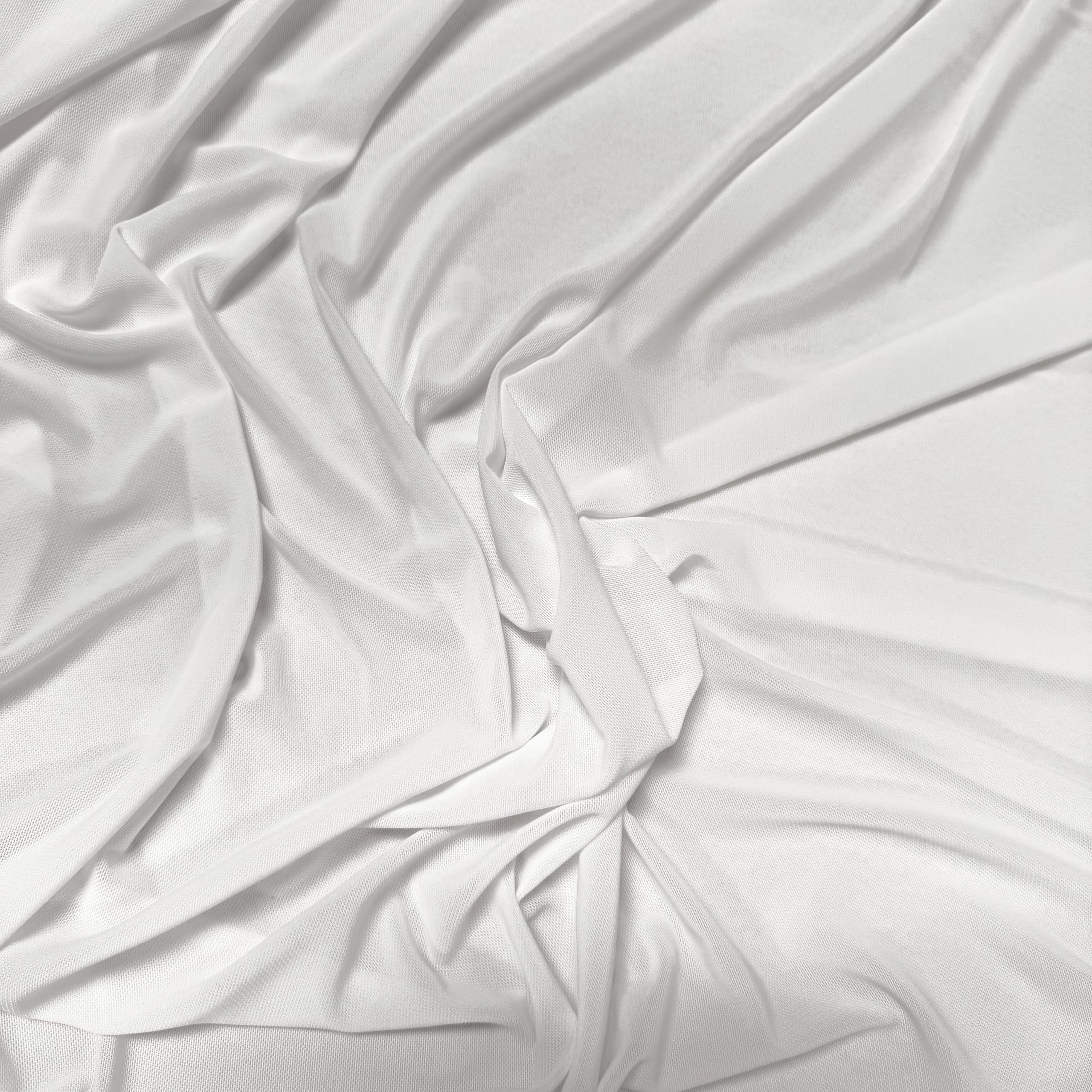 Power Net Fabric 4-Way Stretch Nylon Mesh 162cm Wide for Dancewear Lingerie - White - Half METRE