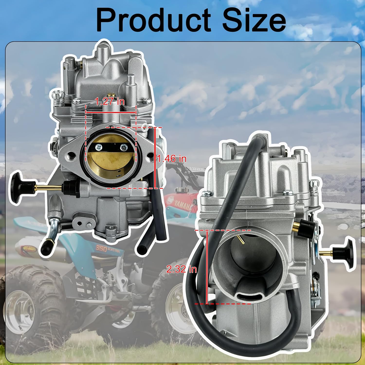 YFM350 Carburetor Fit For Yamaha 1987-1990 & 1992-1995 Moto-4 350 YFM350/1987-2004 Warrior 350 YFM350/1987-1998 Big Bear 350 YFM350/1996-1998 Kodiak 400 YFM400/1995 Wolverine 350 YFM350