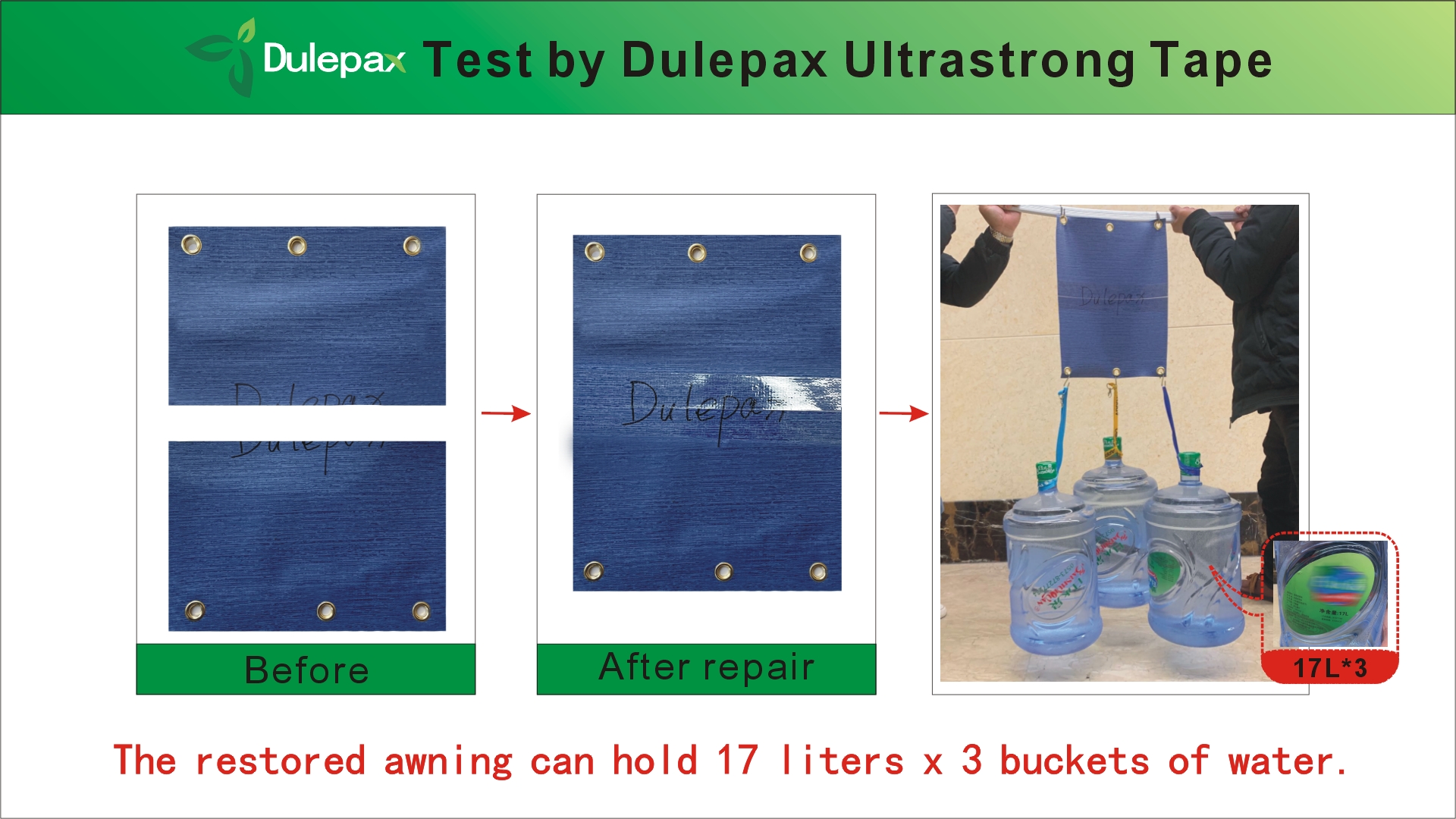 Image of Dulepax-Tent Repair Tape,Awning Repair Tape,Boat Covers Repair,RV Covers Repair Kit,Tarp Repair,Canvas Pctch Kit,Sail Tape Etc...1 Roll of 30FT x 2.9 inch (Pack of 2)