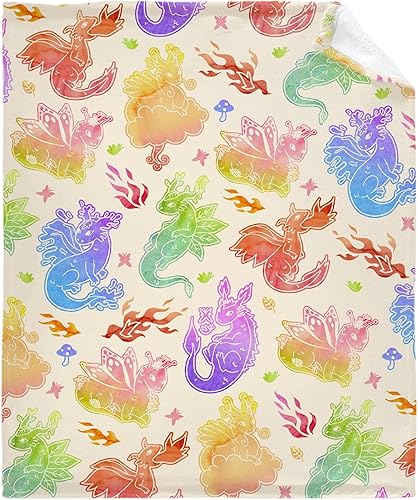 Miniatura 5 de Manta de dragón colorido, regalos para mujeres, niñas, amantes del dragón, decoración para cama, sofá, sala de estar, 40 x 50 pulgadas para niños