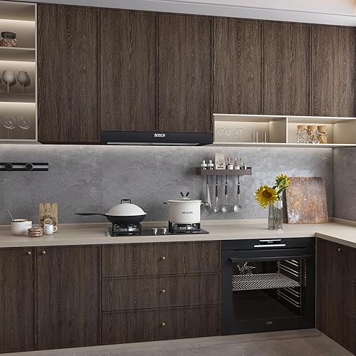 Miniatura 3 de TOTIO Papel tapiz de grano de madera extra ancho de 31.5 x 315 pulgadas, color marrón chocolate, textura de nogal oscuro, papel de contacto, diseño