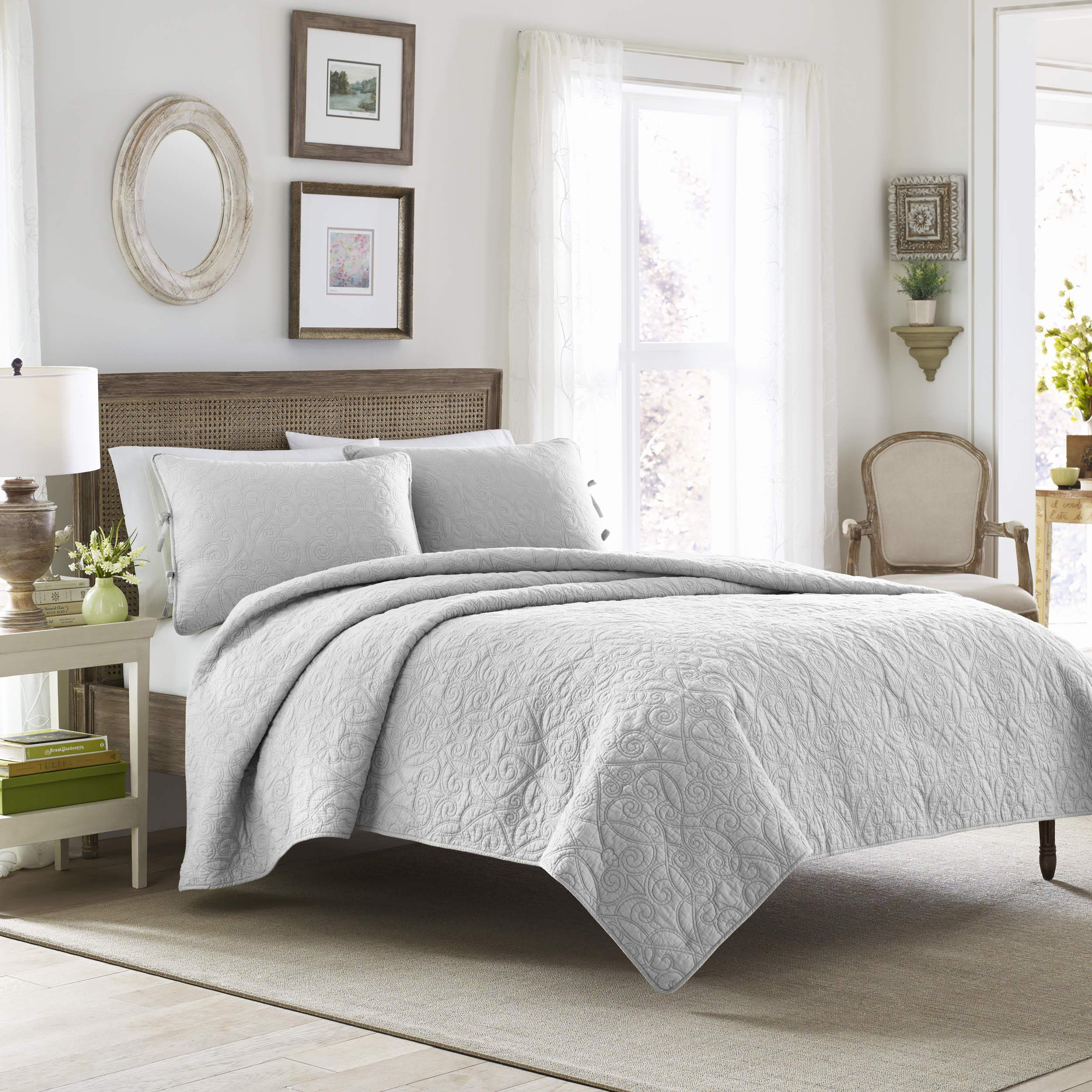 Felicity Quilt Set, White, Full/Queen