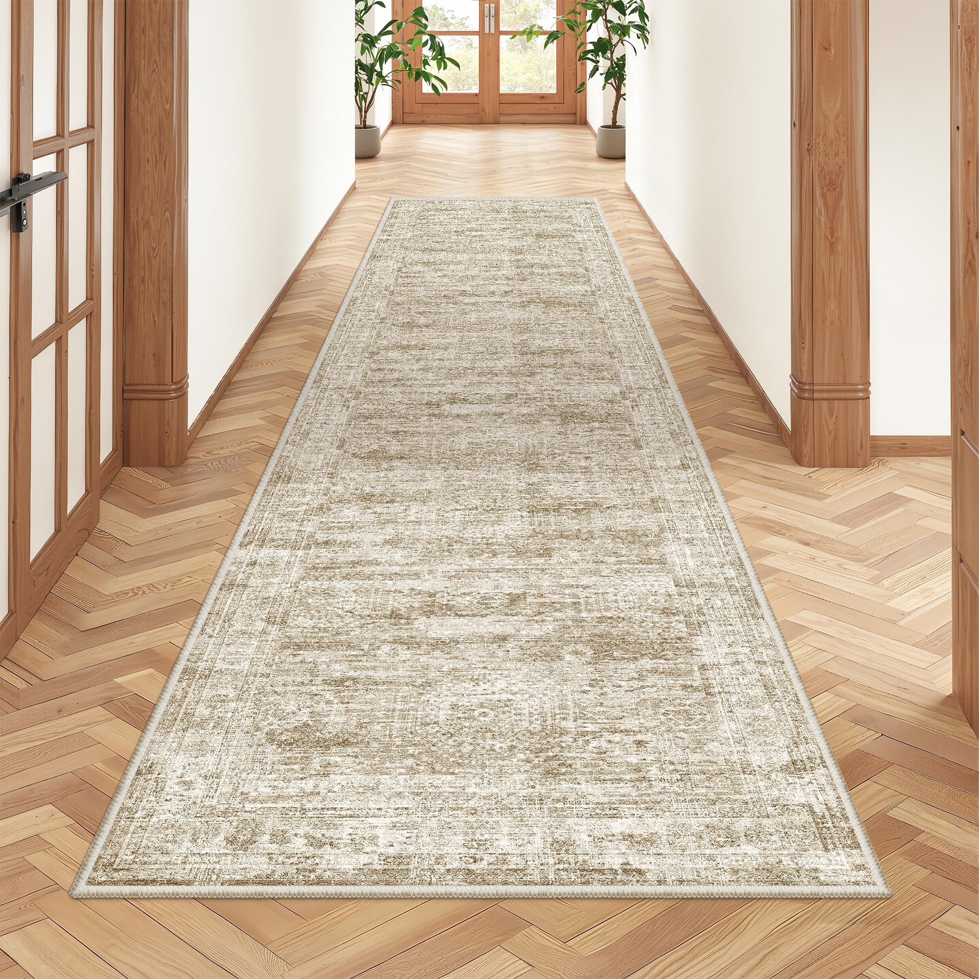 Restydon Rug Runners for Hallways Non Slip - 2x8 Runner Rug for Bedroom, Washable Runner with Rubber Backing, Soft Low-Pile Carpet for Kitchen,
