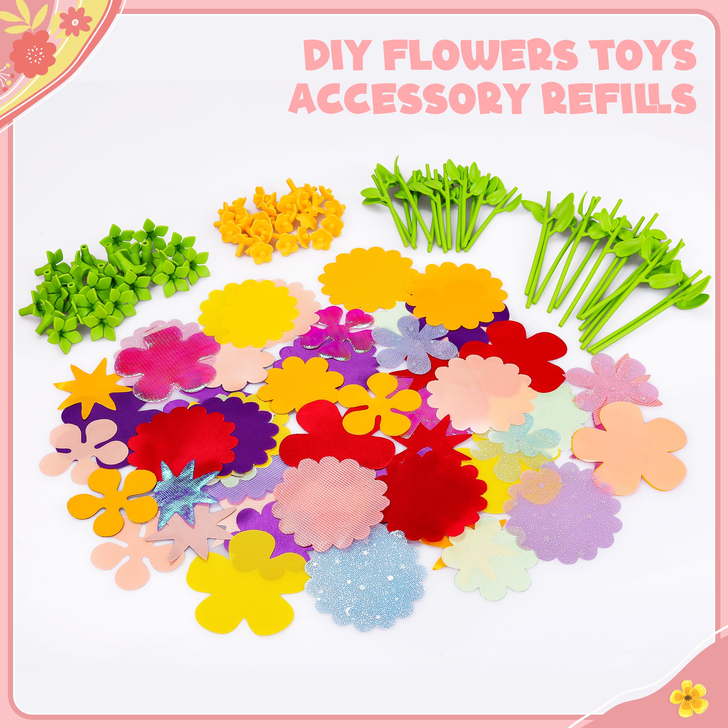 JUMP PASS BY Fabric Flower Bouquet Refill Kit - 28 Flower Craft Accessories For Kids