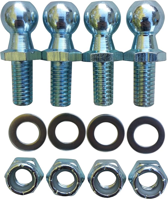 Kit com 4 Prisioneiros Esféricos JQuad 13 mm com Ferragens, Rosca 5/16-18 e Haste de 1,59 cm