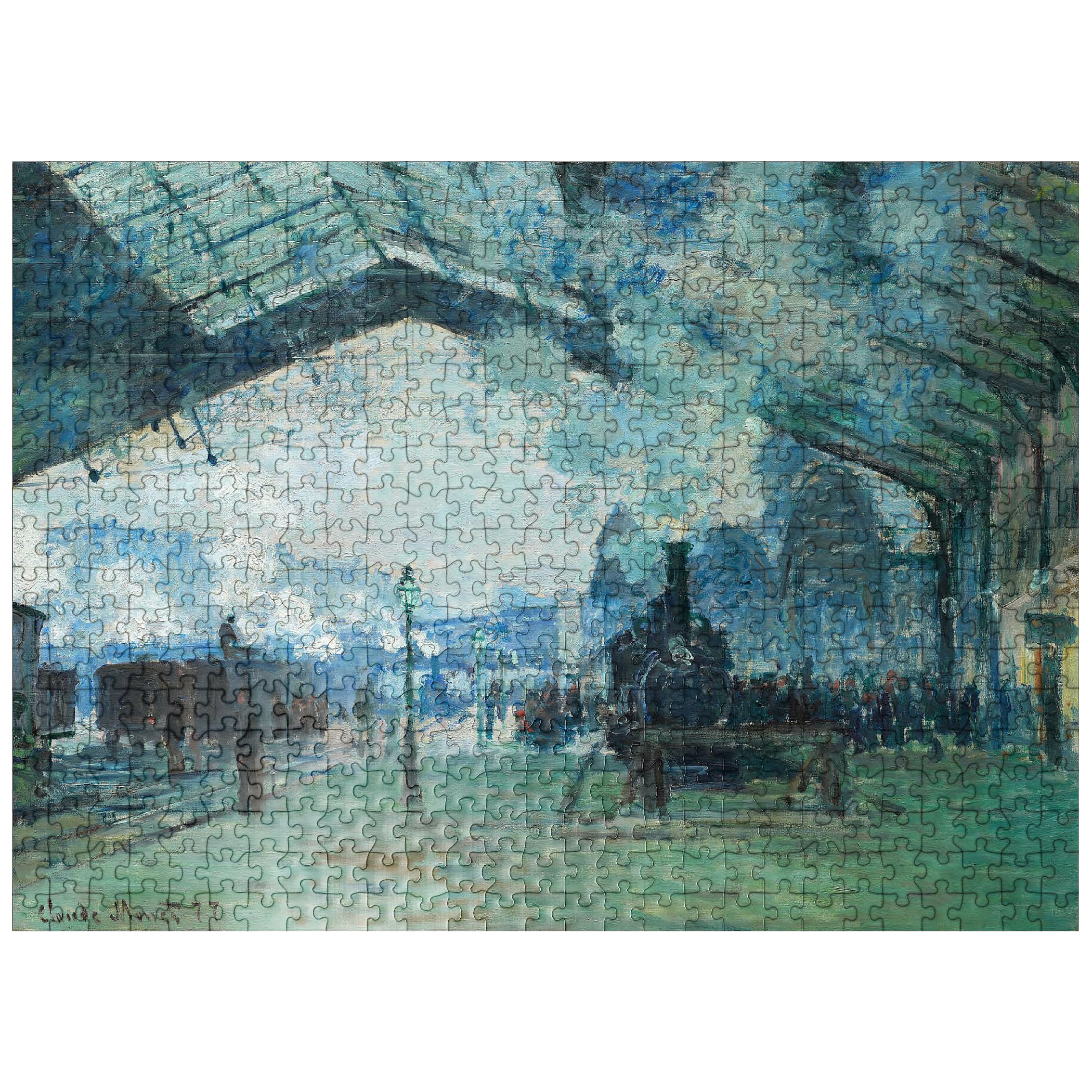 MyPuzzle Arrival of The Normandy Train Gare Saint-Lazare 1887 by Claude Monet - Premium 500 Piece Jigsaw Puzzle for Adults