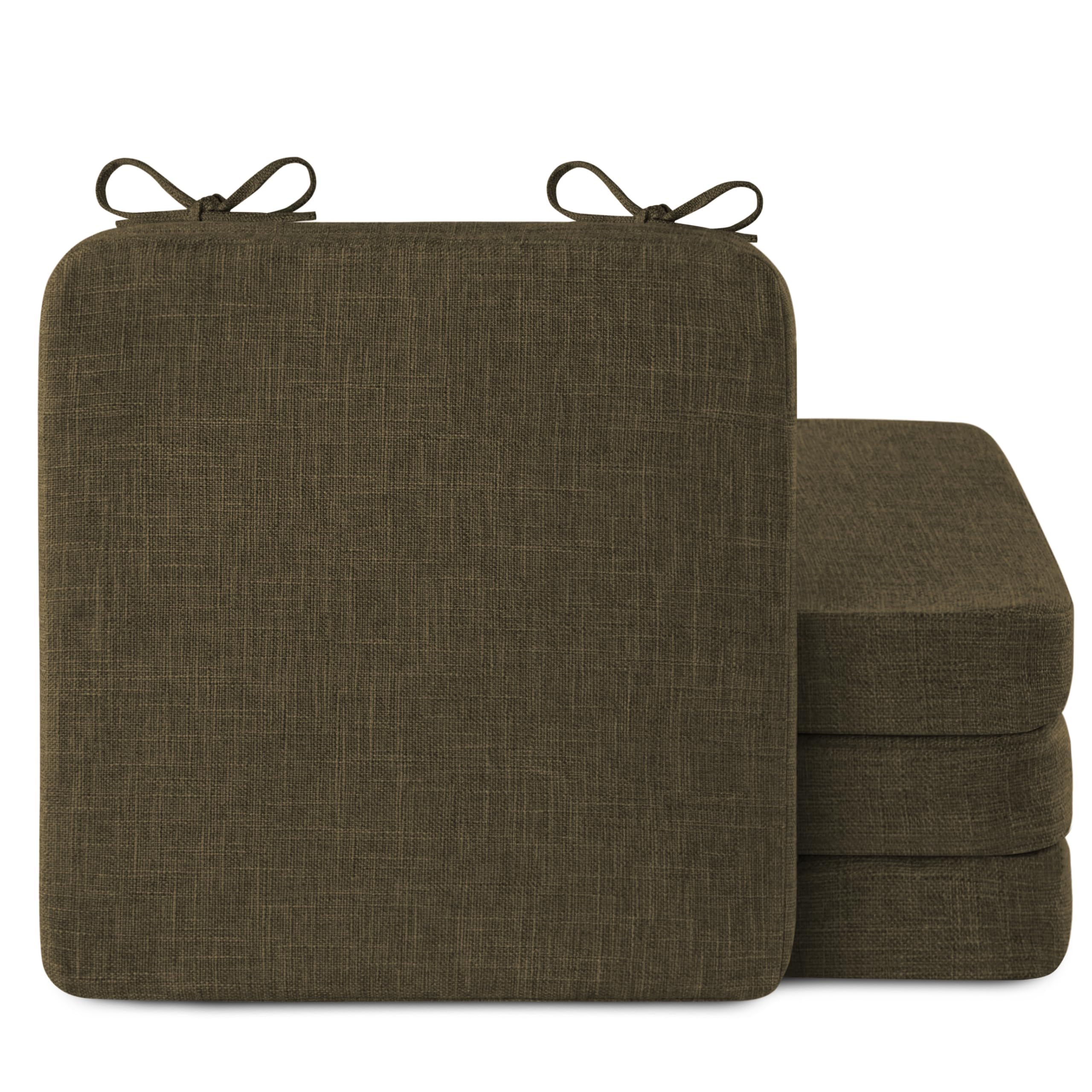 AddGrace Square Chair Cushions for Dining Chairs 16x16x2inch (4, Khaki)