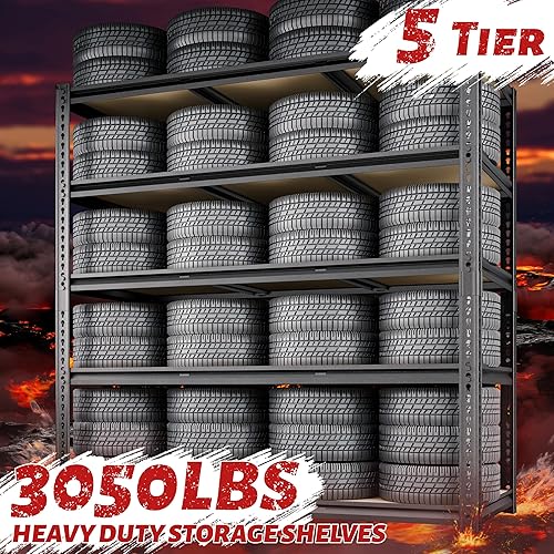 Miniatura 4 de Estantería de garaje de 48 pulgadas de ancho, estantes de almacenamiento de 3050 libras, estantería de metal de 5 niveles, estantes de garaje