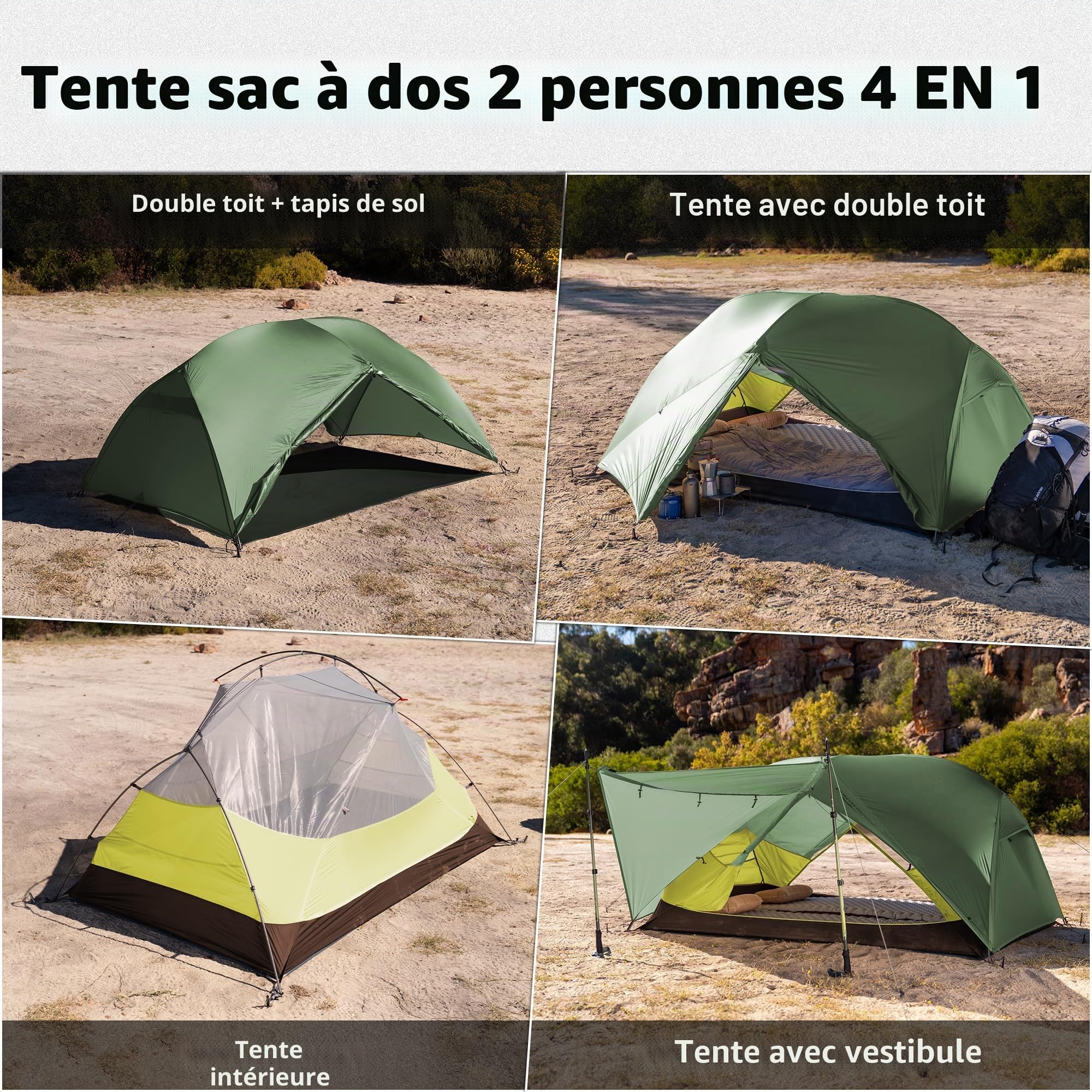 Naturehike Mongar Base Tente de camping 2 à 3 personnes ultra légère étanche pour l'extérieur, le trekking, la randonnée