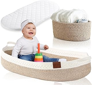 Baby Changing Basket - Diaper Changing Basket for Baby Dresser | Caddy Organizer Moses Basket for babies | Changing Pad for Dresser | Changing Table Topper for Dresser | Baby Moses Basket