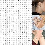 JOEHAPY 28 Sheets 504 PCS Tiny Small Temporary Tattoos For Women Men Finger Hands, Cartoon Bohemia Fake Tattoo Stickers For Kids Boys Girls, Bulk Cute Black Long Lasting Vintage Tatoos Neck Cholo