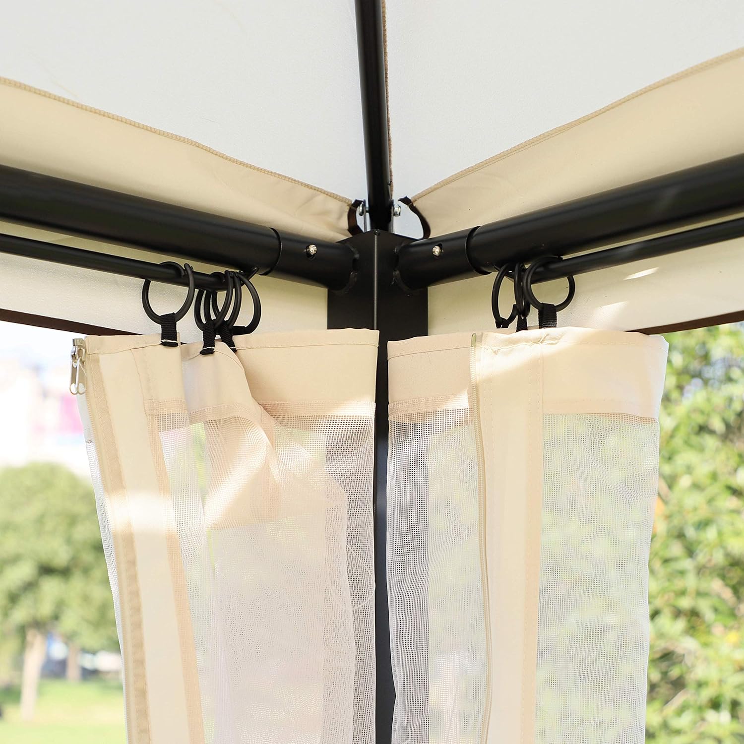 Canopy attachment rings and mosquito net