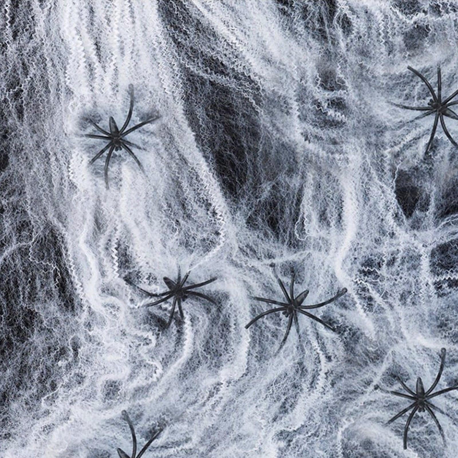 Pack of 2 Stretchable Spider Cob Web Halloween Decoration with 6 Large Spiders