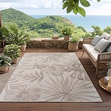 HomebyHome Tapis d'Extérieur Résistant aux Intempéries 200x300 (200 x 290 cm) Beige - Résistant aux UV, Imperméable et Léger - Idéal pour Balcon, Terrasse, Jardin, Cuisine, Salon et Salle à Manger