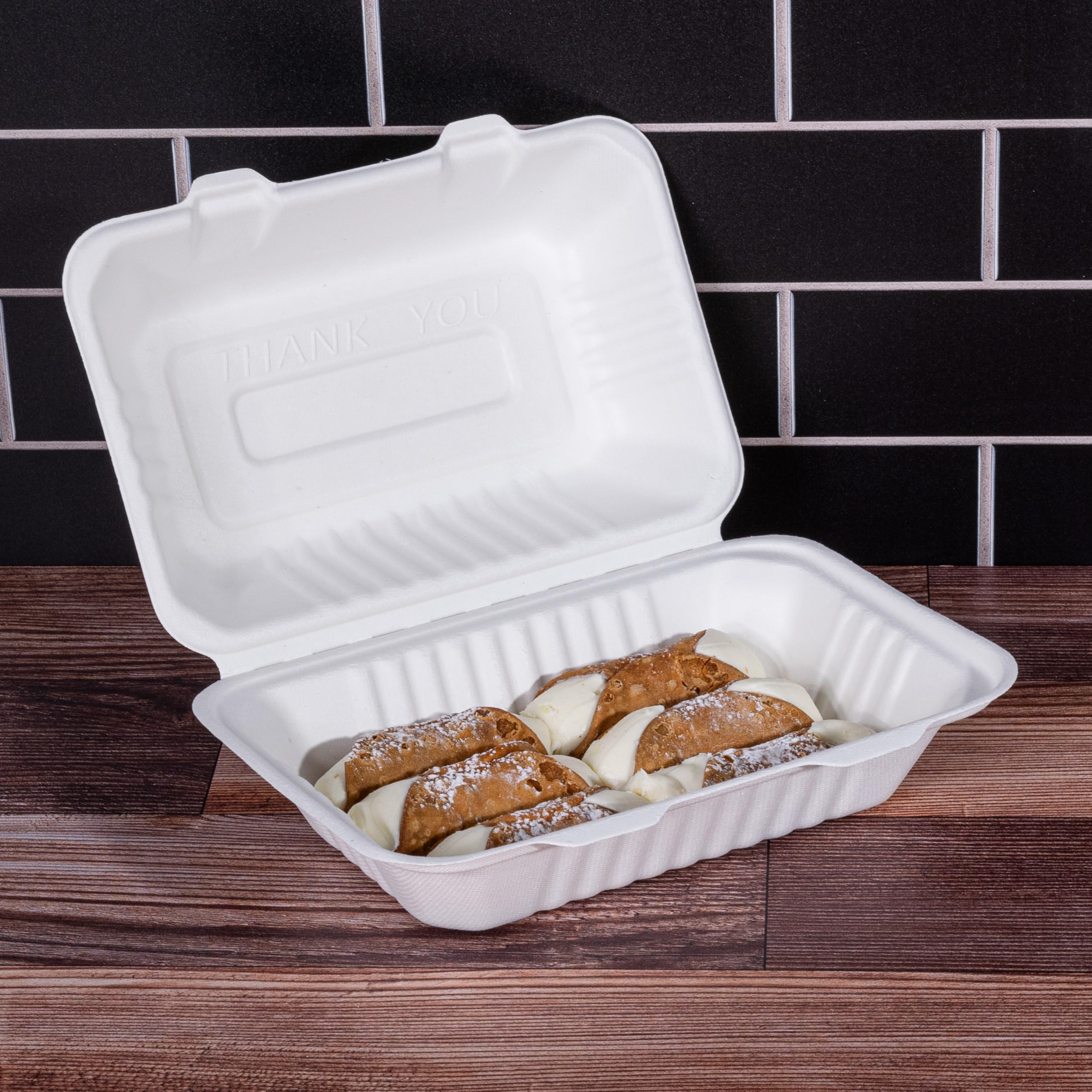 Recipientes desechables blancos con tapas, cajas para llevar, pasteles Bento, postres, sándwiches, recuerdos de fiesta, eventos, 9 x 6, paquete de 50 unidades