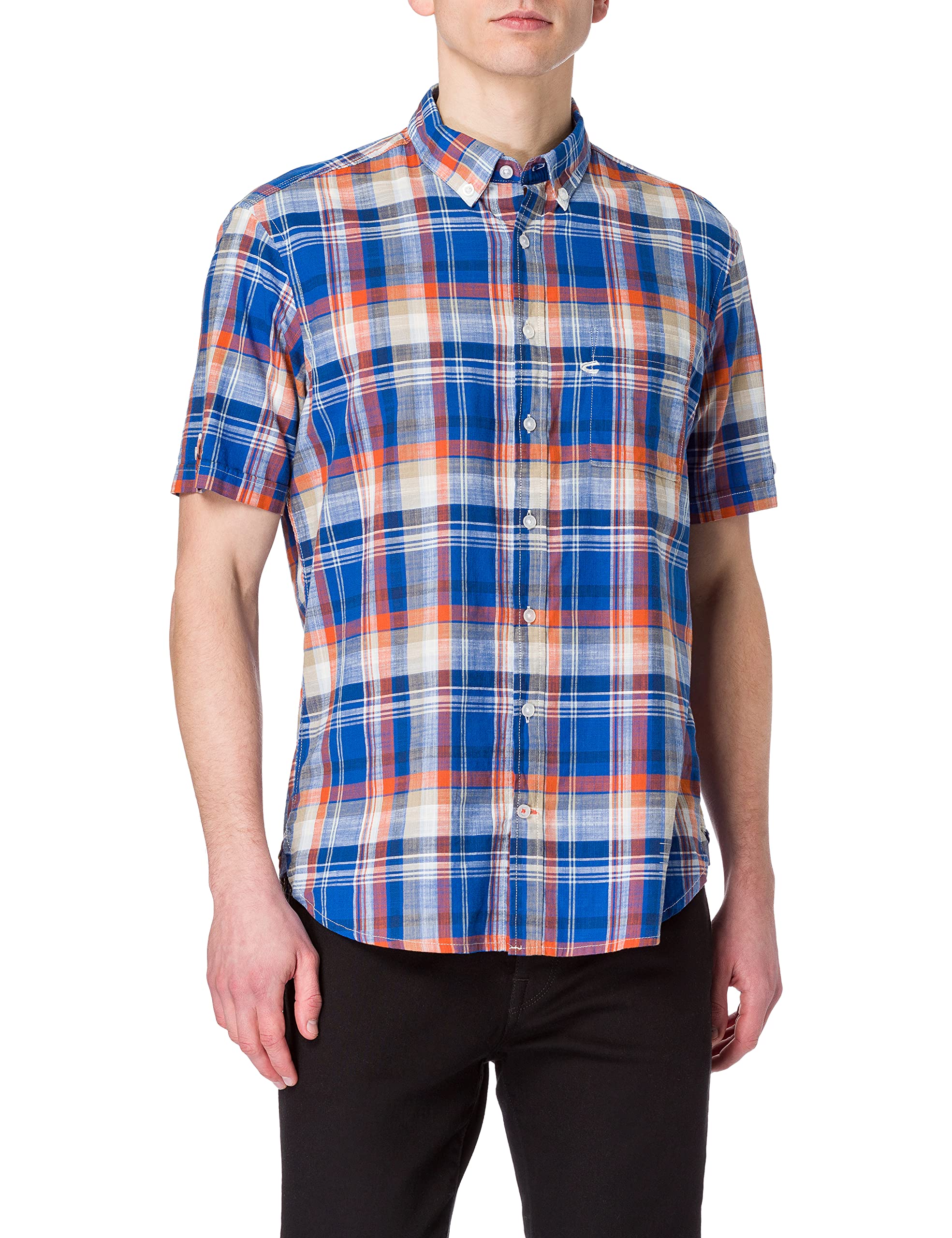 Chemise Homme Camel Active 100% Coton | Coupe Droite - Col Boutonné - Poche Poitrine Brodée