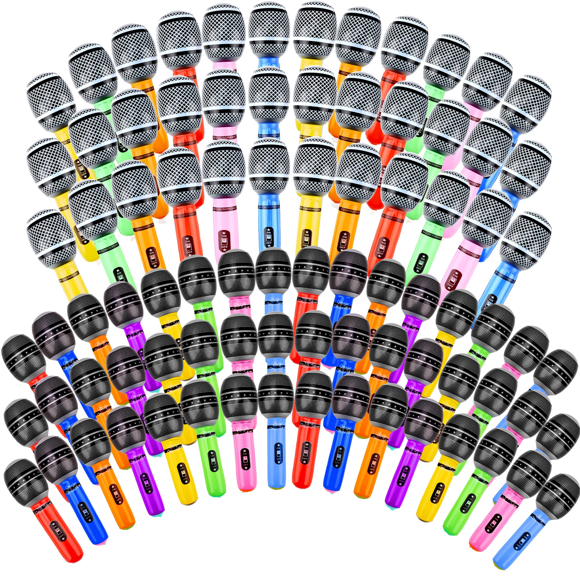 84 microfoni gonfiabili grandi e grandi, colori assortiti, microfono gonfiabile per fingere di suonare, per compleanni anni '80 e '90, forniture per concerti musicali, feste, 2 stili