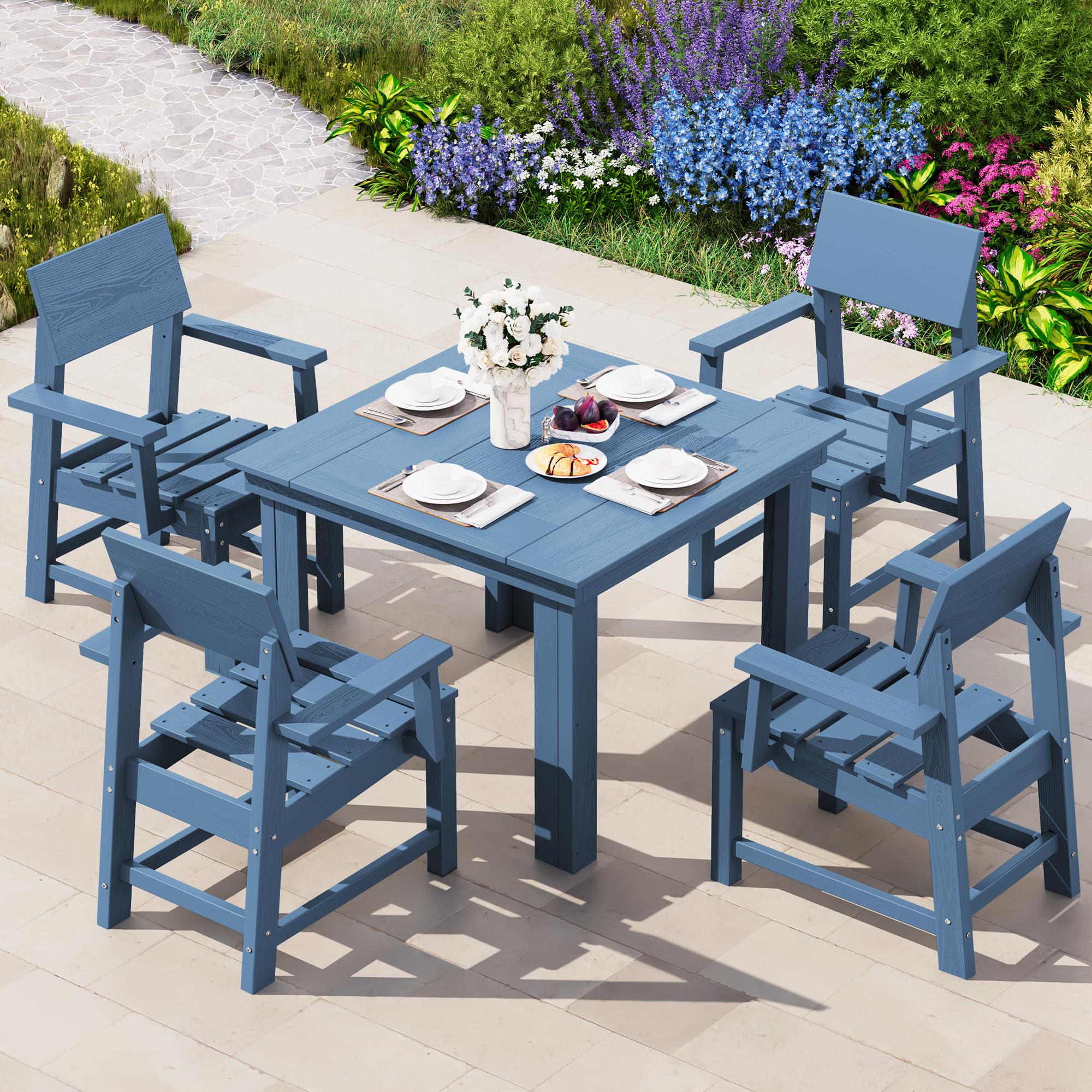 plastic garden table and 4 chairs