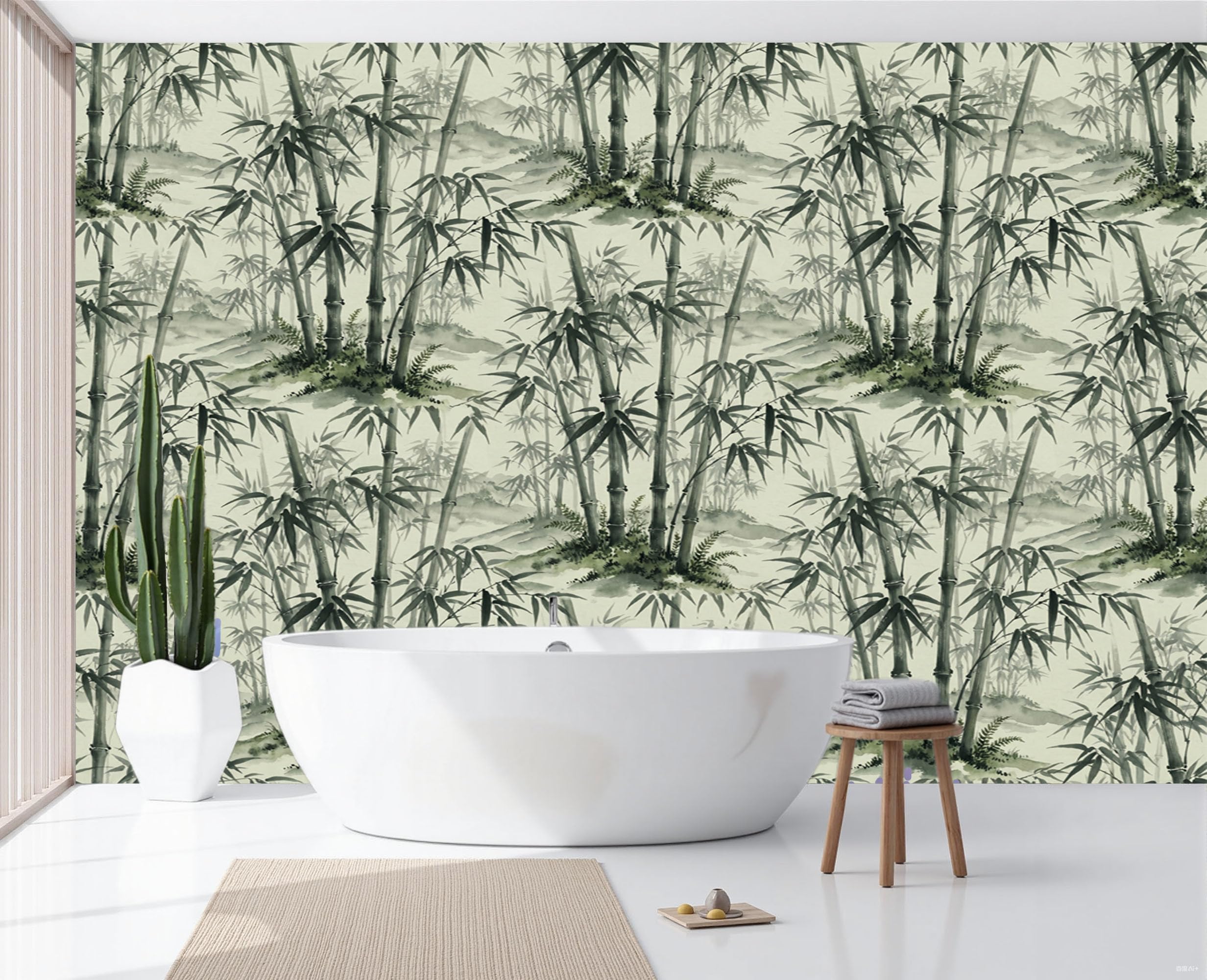 Papier peint plantes orientales pour chambre zen et salon moderne