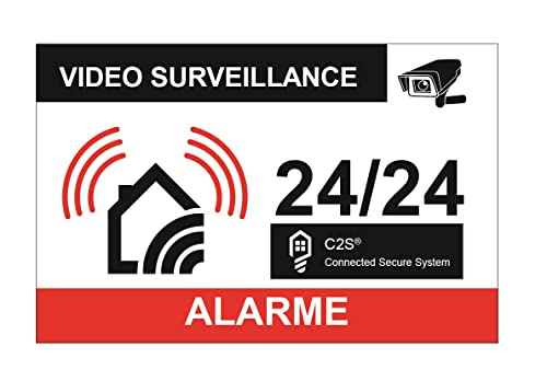 Lot de 10 Autocollants Dissuasifs Alarme Vidéo Surveillance Protection de la Maison (8,5 * 5,5 cm)