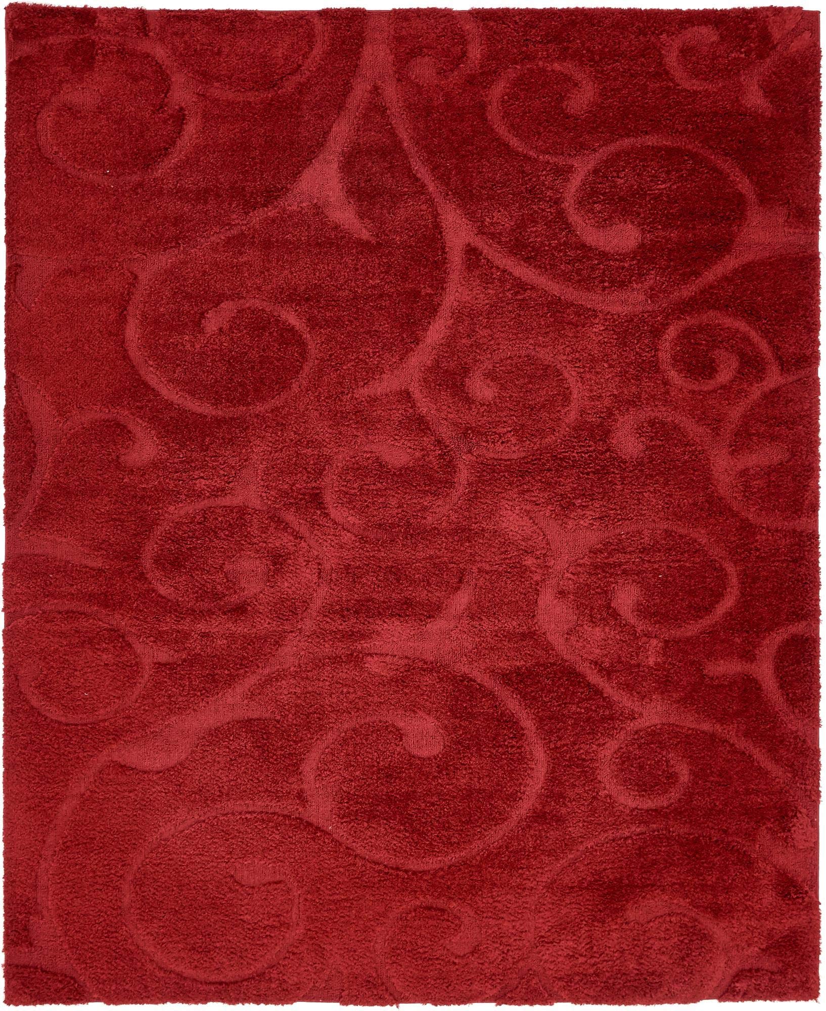 Rugs.com Botanical Shag Collection Rug – 8' x 10' Red Shag Rug Perfect for Living Rooms, Large Dining Rooms, Open Floorplans