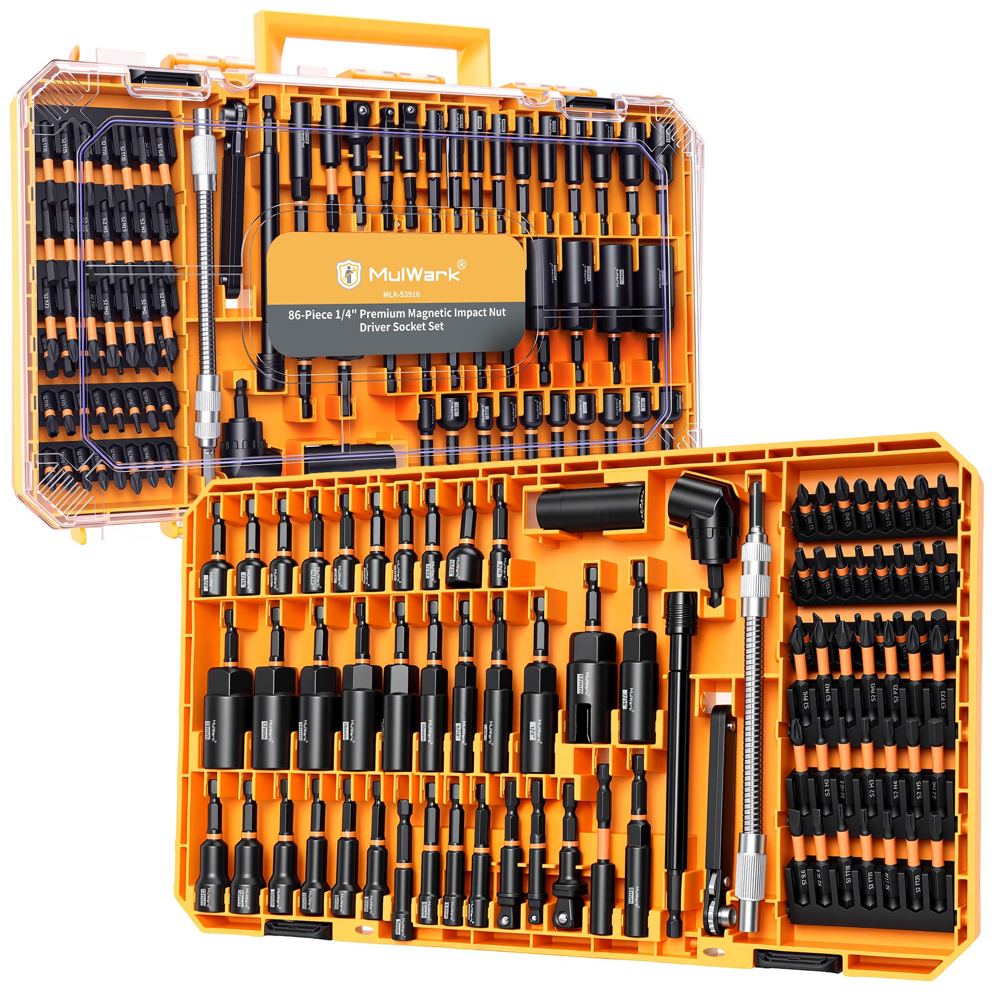 - Mulwark 86PC Magnetic Nut Driver Set & Impact Driver Bit Set, 1/4" Metric & SAE Sockets, Nut Driver Set Power Bits, Adapters, Extensions, Universal Socket, Wing Nut Driver & Bit Holder, for Automotive