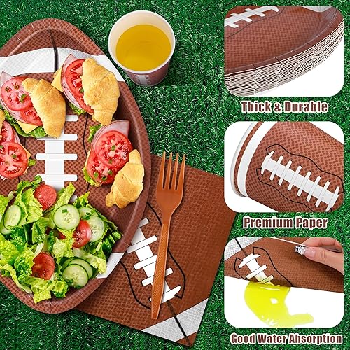 Vista 101 de durony 144 Pieces Sports Themed Paper Plates and Napkins Dinnerware Set Sports Birthday Party Tableware Paper Plates Napkins Forks Serve 24 for