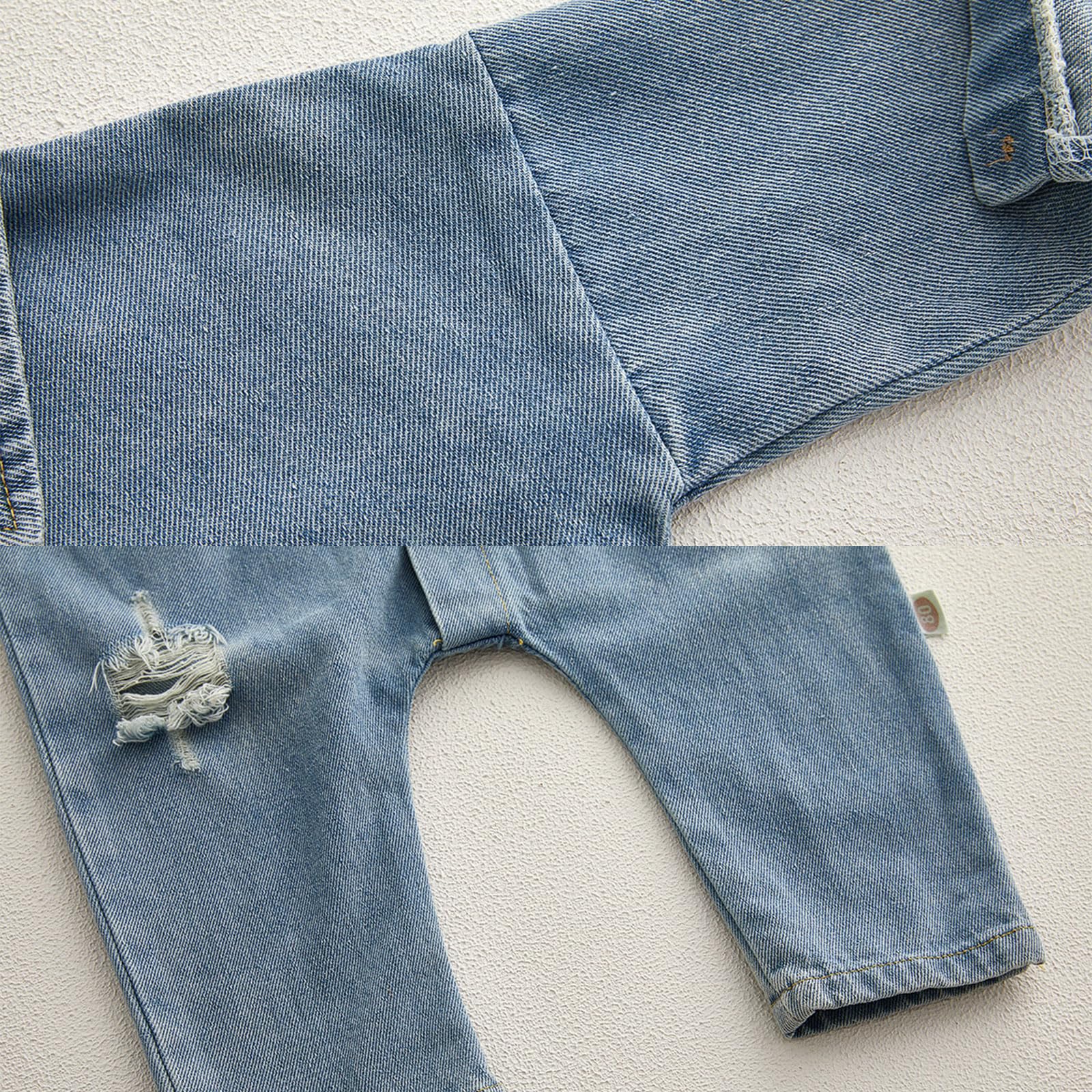 Pagliaccetti Denim da Neonato Bambino Tutine Jeans con Risvolto Bimbo a Manica Lunga