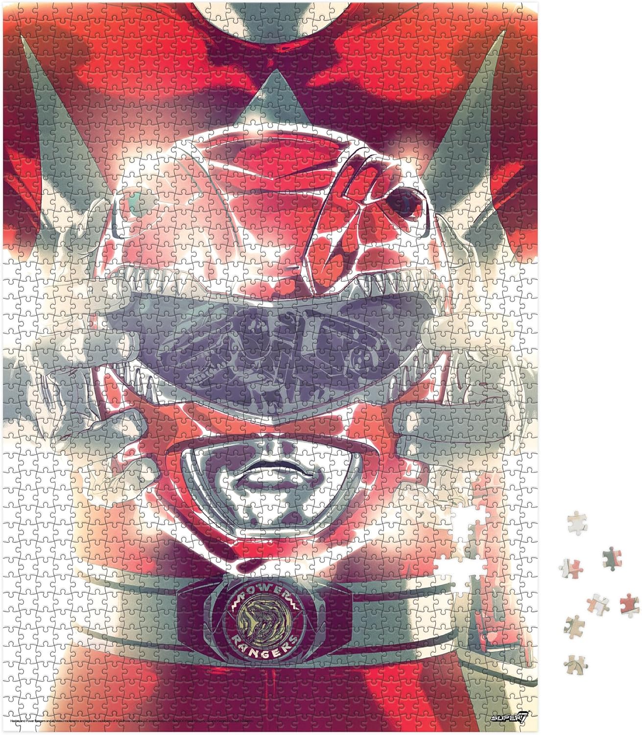 Super7 Mighty Morphin Power Rangers Red Ranger Puzzle - 1,000 Piece Power Rangers Puzzle Classic TV Show Collectibles