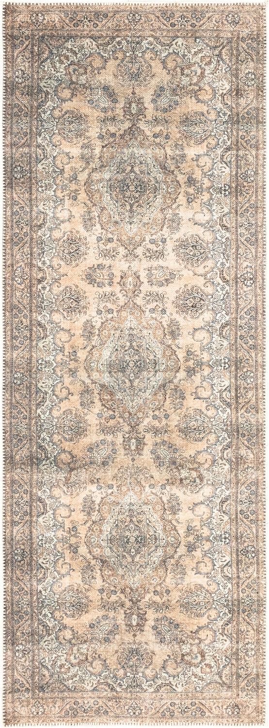 Keen Home Design 2x7 Rug - Machine Washable Runner Rug with Non-Slip Backing, Ideal for Hallway, Entryway, Kitchen, Laundry Room - Vintage, Easy Clean, Durable, Low Pile - (2'6" x 7')