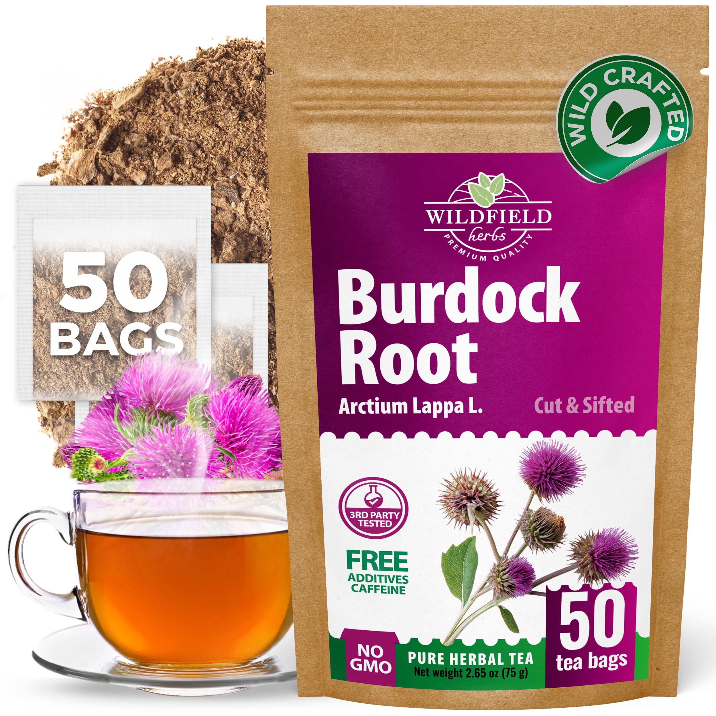 Amazon.com : Wildfield Herbs 50 Bags Burdock Root Tea Herb Dried