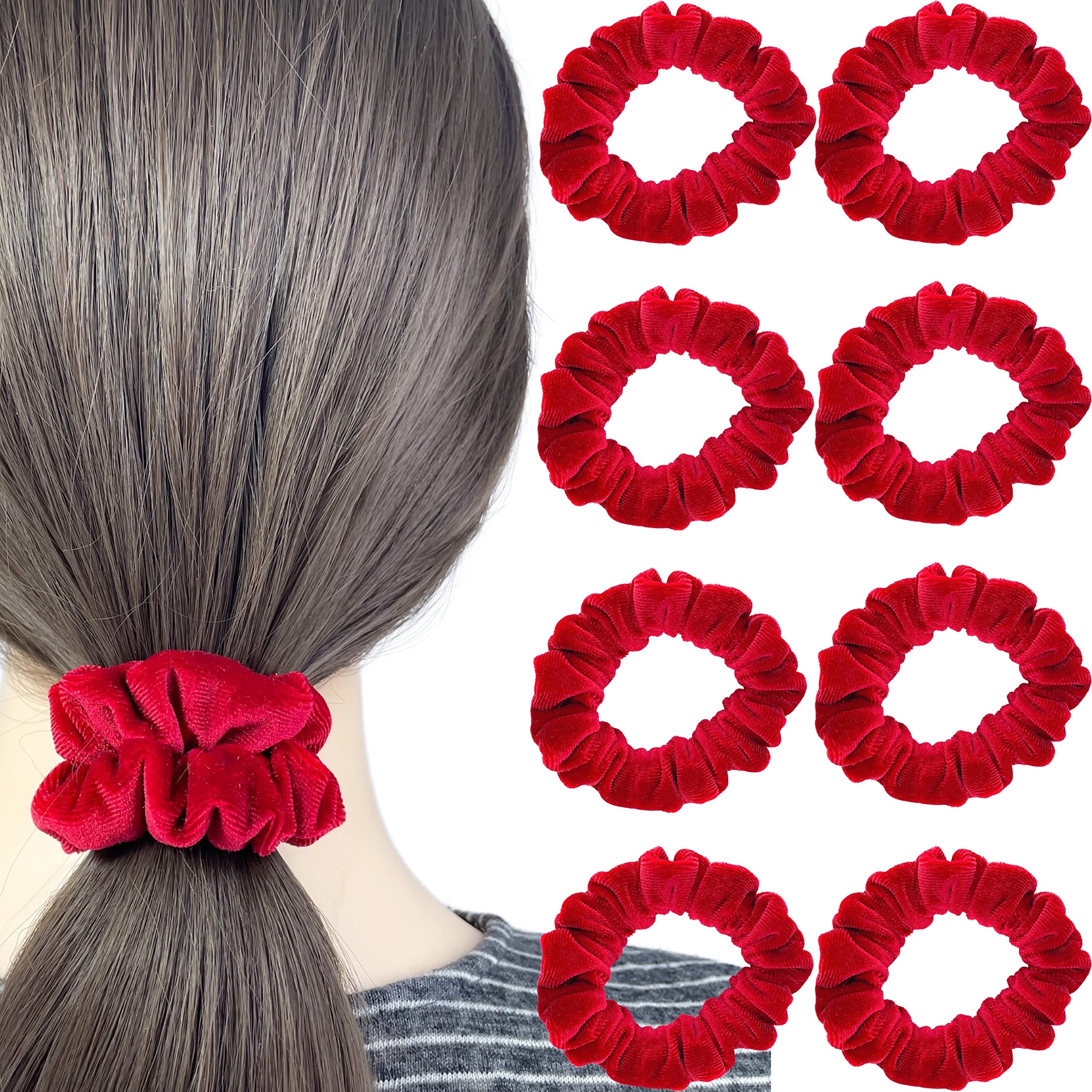 Amazon.com : Firecolor Chic Small 9 Pcs Solid Colors Hair Fashion Scrunchies  Velvet Elastic Hair Bands Scrunchy Cute Hair Ties Ropes for Women Girls Fancy  Hair Accessories ponytail holder No Hurt Hair (