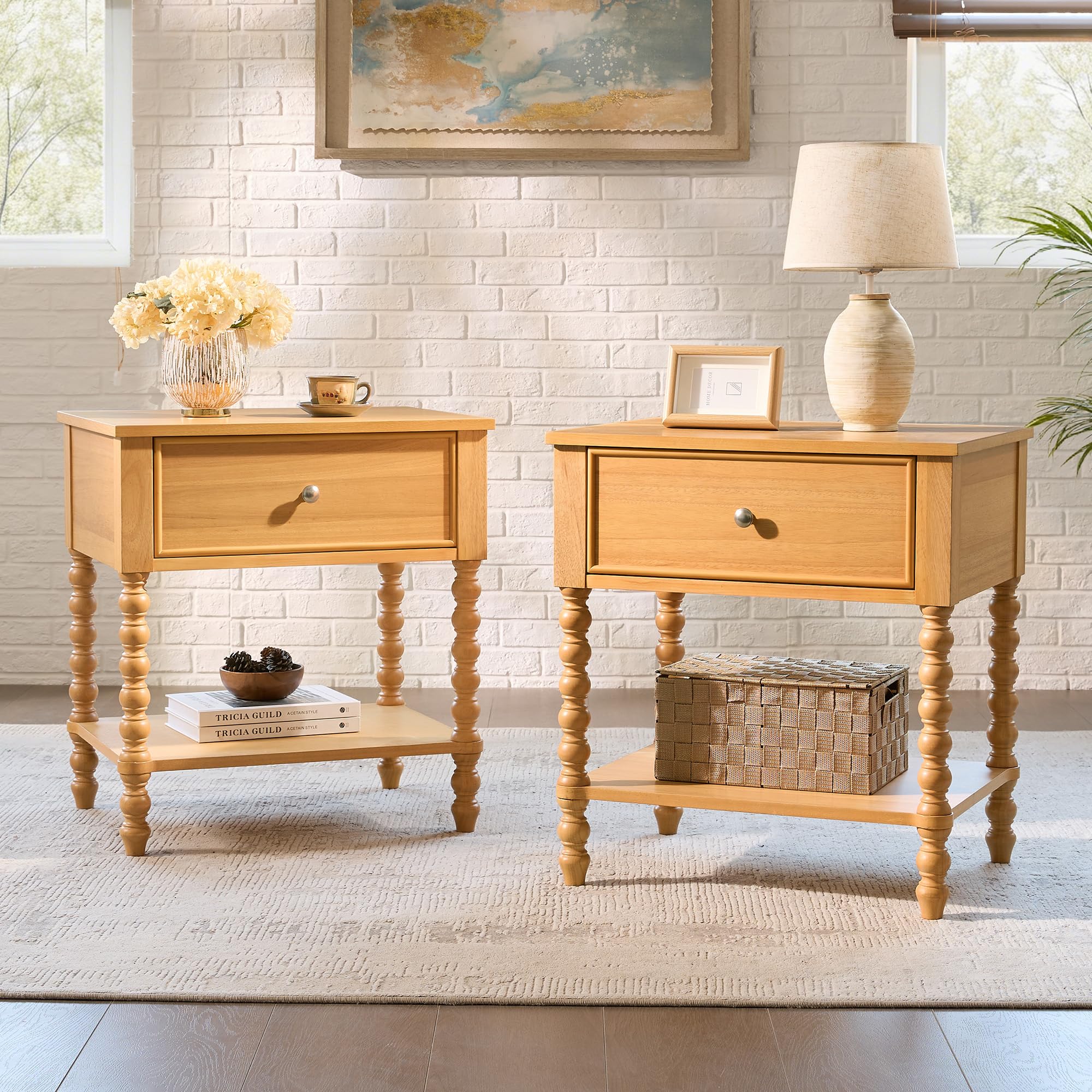 AMERLIFE 24 Wood Nightstand Set of 2
