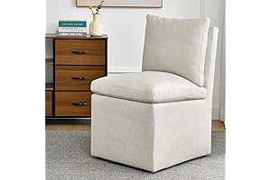 DUHOME Upholstered Dining Chair with Casters, Accent Chair with Casters, Single Sofa...