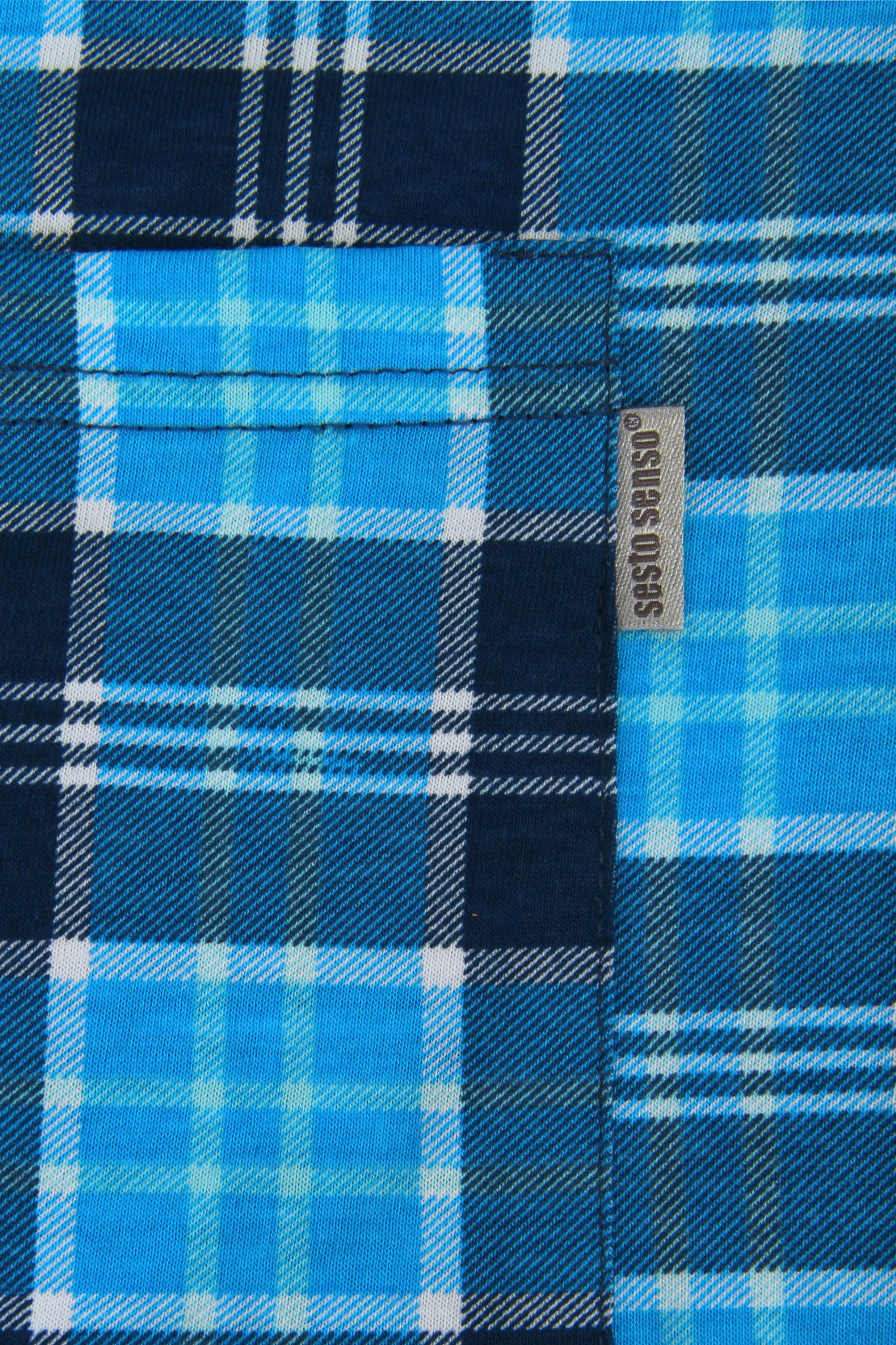 Sesto Senso Elegante Pijama de Hombre a Cuadros de Manga Corta Algodón Camisa con Botones Pantalón Corto