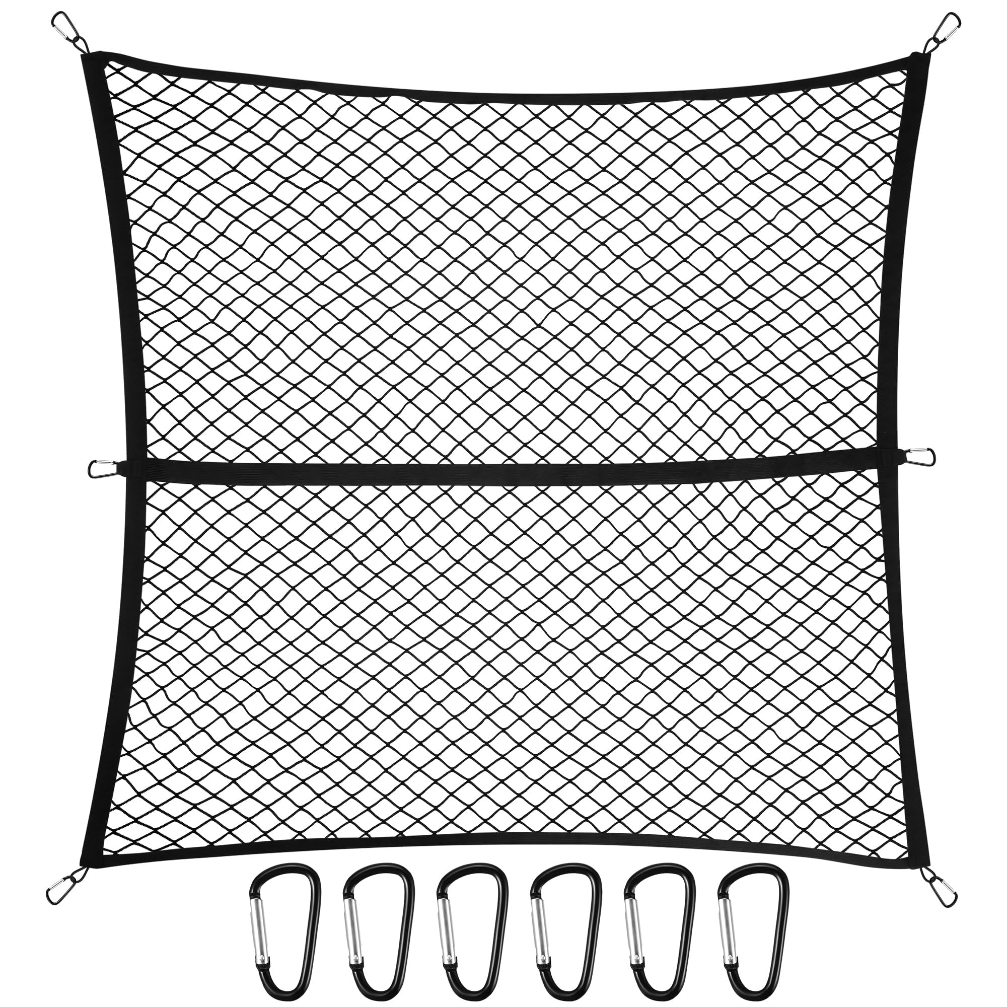 Cargo Net for Pickup Truck Bed for Ford Maverick Ranger Hybrid, XL, XLT, Lariat 2000-2025 Accessories Mesh Organizer Stretchable 4'x4' to 7'x7' Netting Highly Elastic