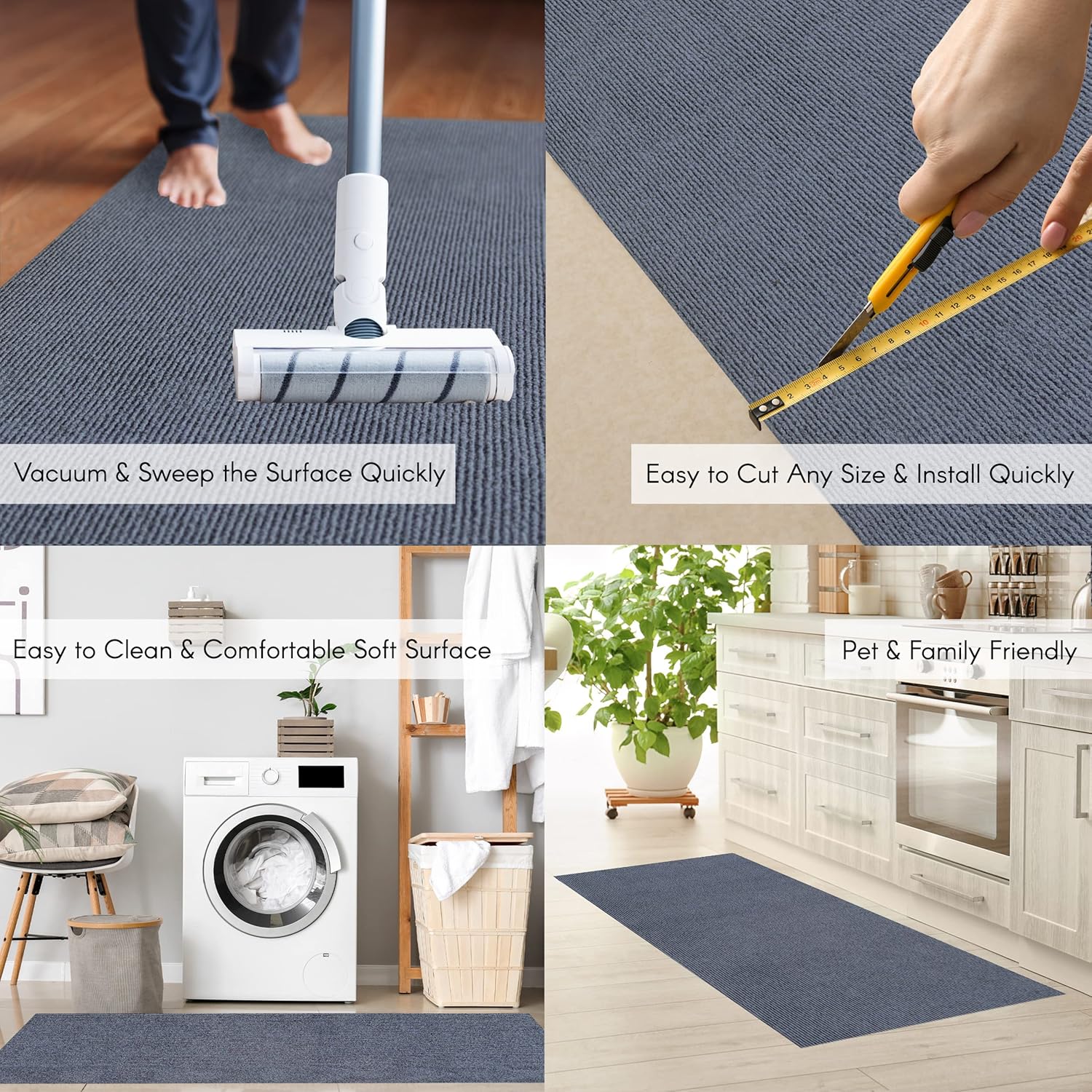 Heavy Duty Outdoor/Indoor Custom Size Carpet Runner Rug with Non-Slip PVC Backing - Water Resistant- 31'' & 36'' & 42'' Wide-Runner Rugs for Hallway, Entryway, Deck, Kitchen, Office, Garage