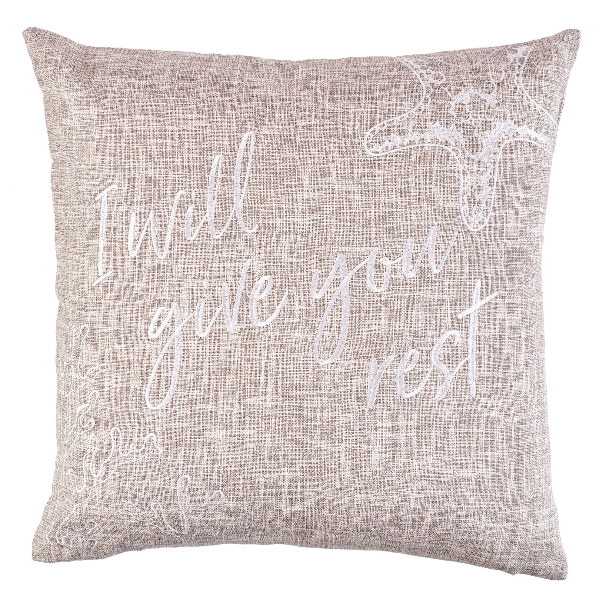 Coussin Give You Rest Christian Art Gifts carré marron clair pour intérieur