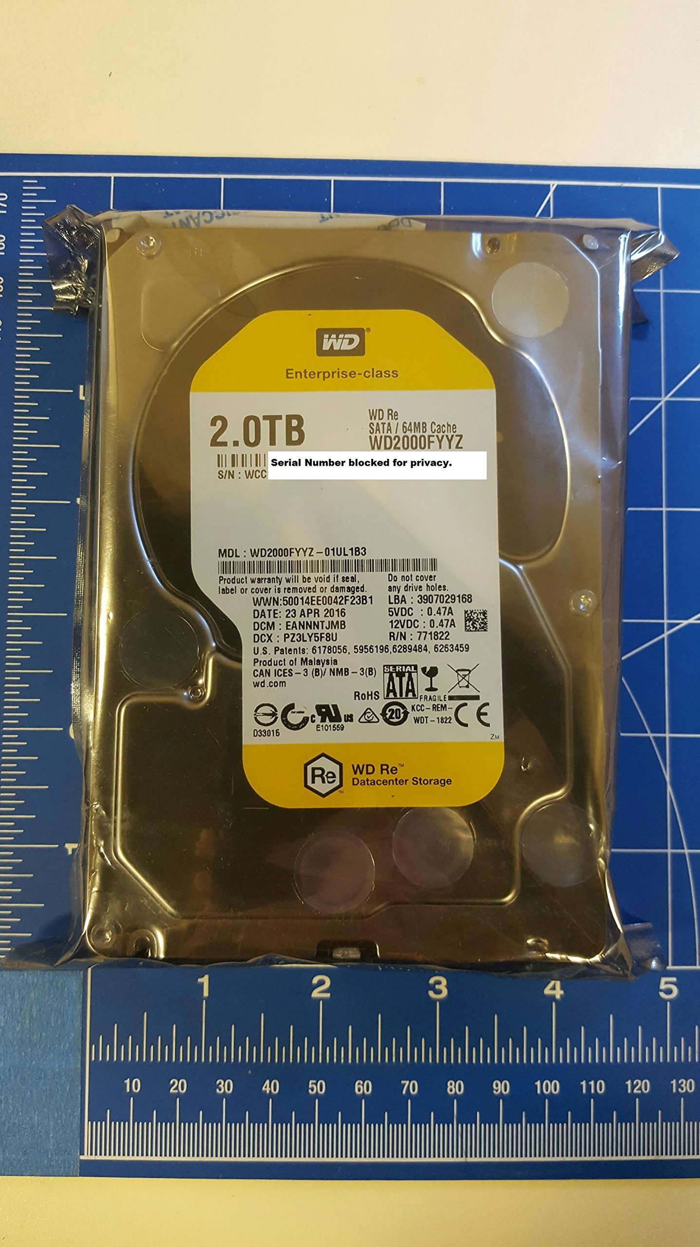 Western Digital HDD WD2000FYYZ Enterprise 2TB SATA 6Gb/s 7200rpm 64MB Cache Bare Drive Drive (WD2000