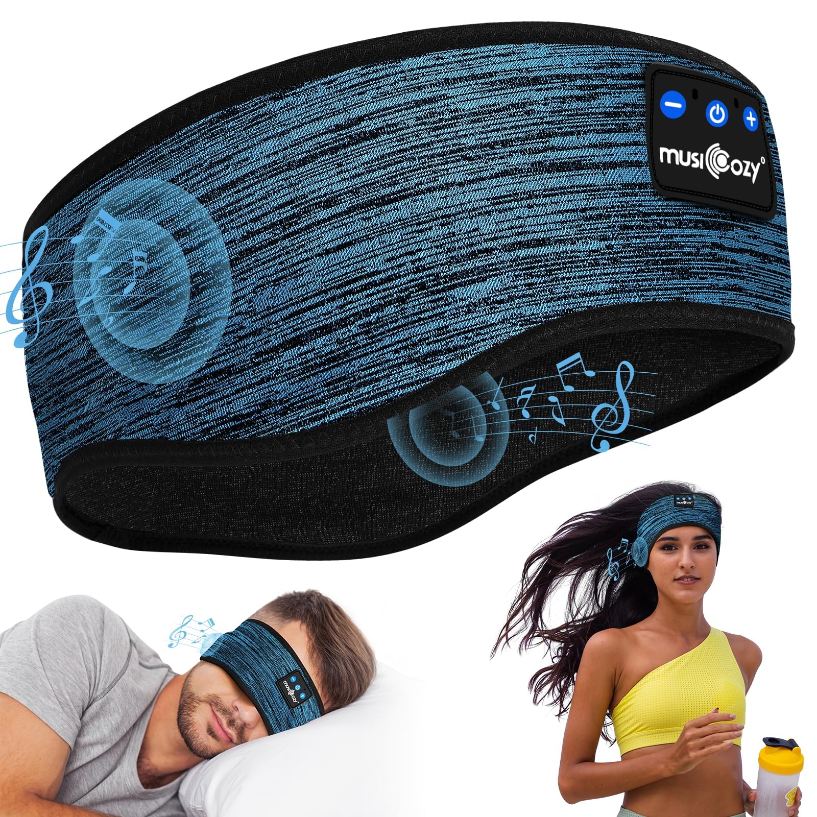 MUSICOZY Bluetooth Sleep Headphones Headband, Wireless Music Headband with Ultra-Thin Speakers, Soft Breathable Fabric for Sleeping, Running, Yoga, Travel, Relaxation, Gifts for Men & Women-image-31